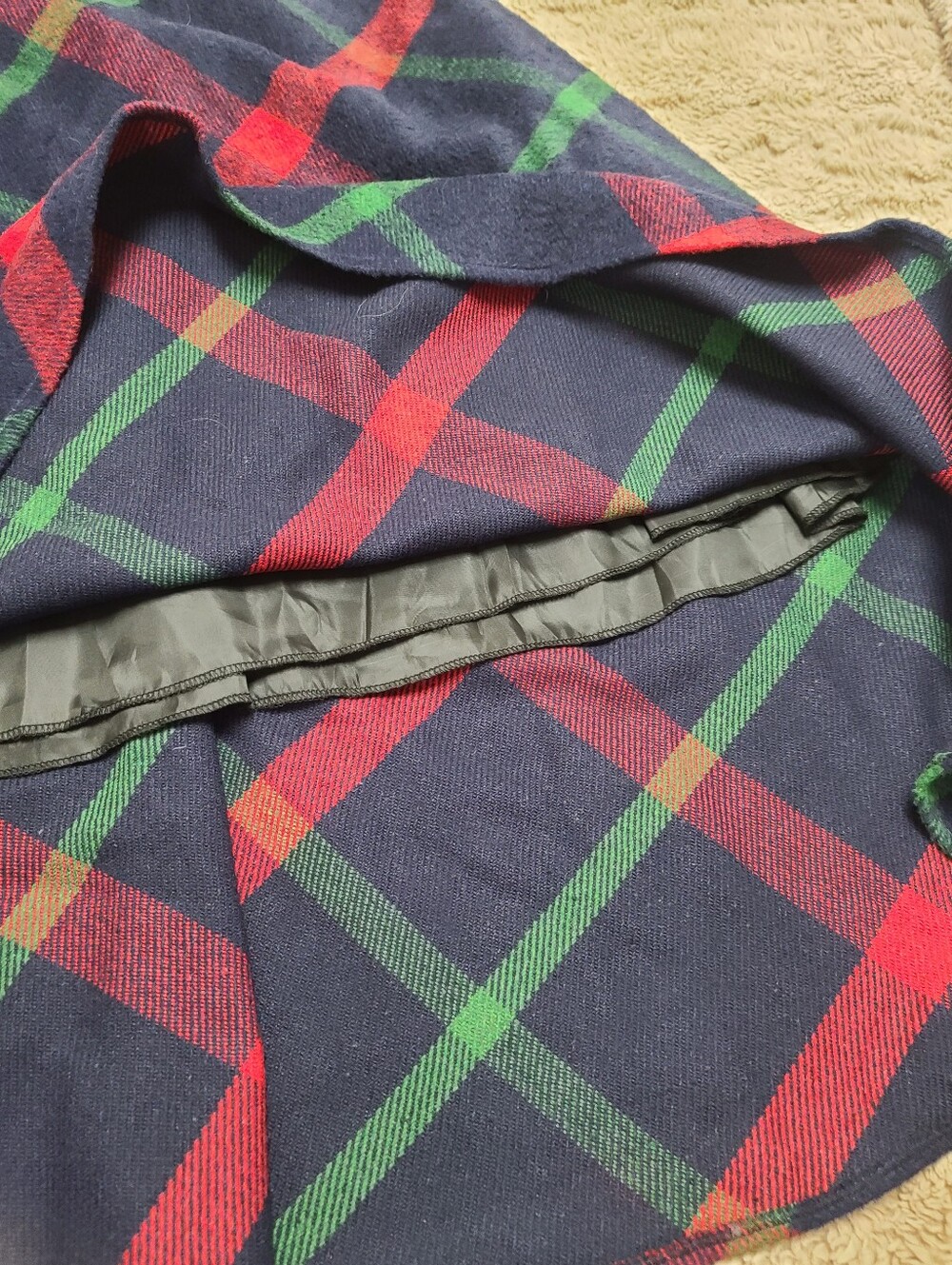 Tanming Wool Blend Classic Warm, Modest Navy Plaid A-Line Maxi Skirt, Tartan, M - Picture 5 of 11